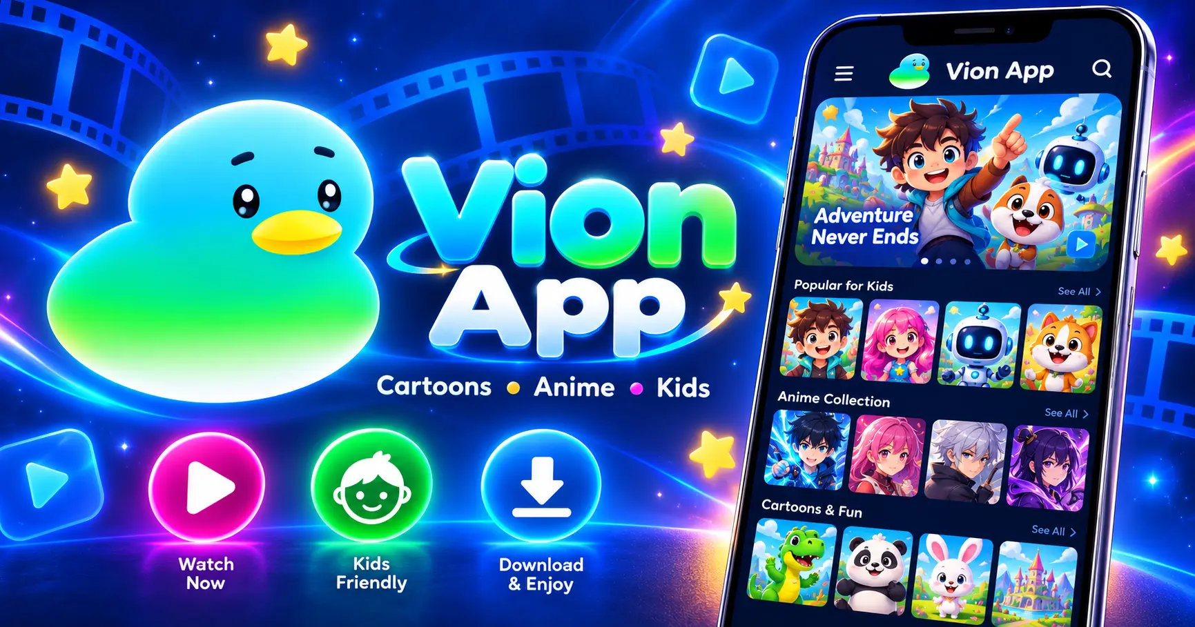 Vion App_ Cartoon Adventures Await
